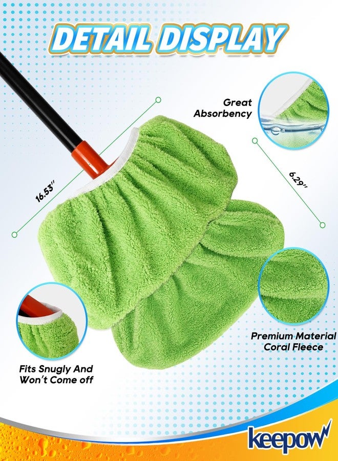 KEEPOW 2 Pack Microfiber Broom Cloth Covers, Reusable Broom Pads Baseboard Cleaning Tool, Bottom Cleaning Tools Compatible with Brooms Under 16.53×6.29 in, Washable Brooms Covers for Baseboards Floor - Image 4